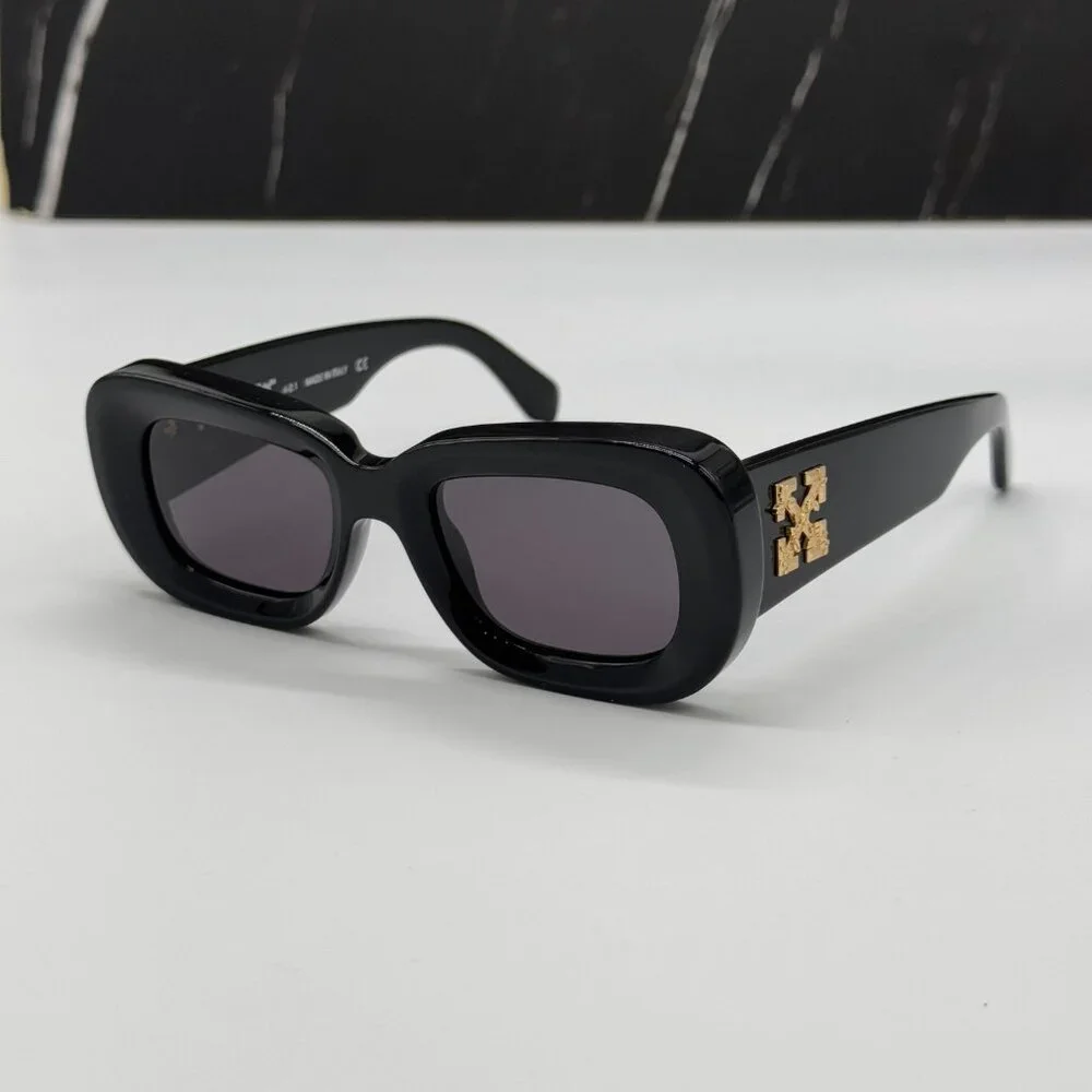NEW OFF-WHITE CARRARA 007 BLACK OVAL UNISEX SUNGLASSES OFF-WHITE CARRARA